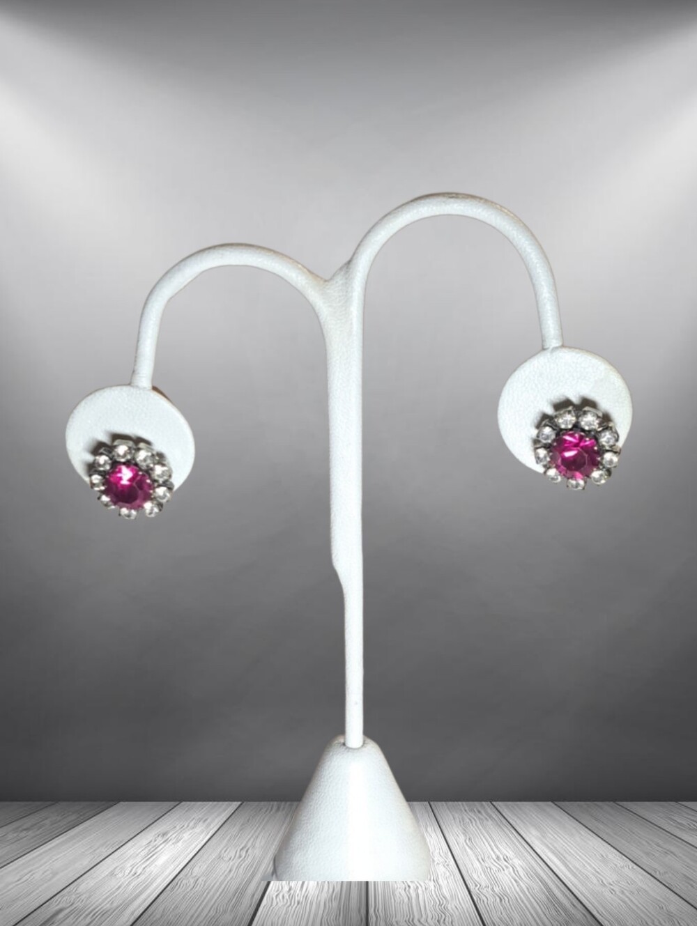 Classic Pink Crystal Stud Earrings